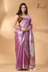 Onion silver tissue handloom saree full1