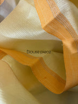 Pale yellow with multi colour muslin silk allover floral handwoven jamdani saree