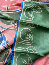 Peach with Green Tusser Batik Sik saree - Tamal Boutique