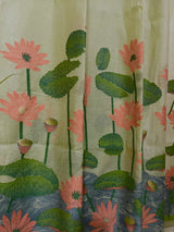 Pista green colour silk cotton lotus design handloom jamdani saree