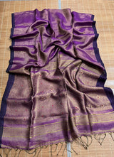 Purple colour tissue linen handloom saree