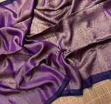 Purple colour tissue linen handloom saree