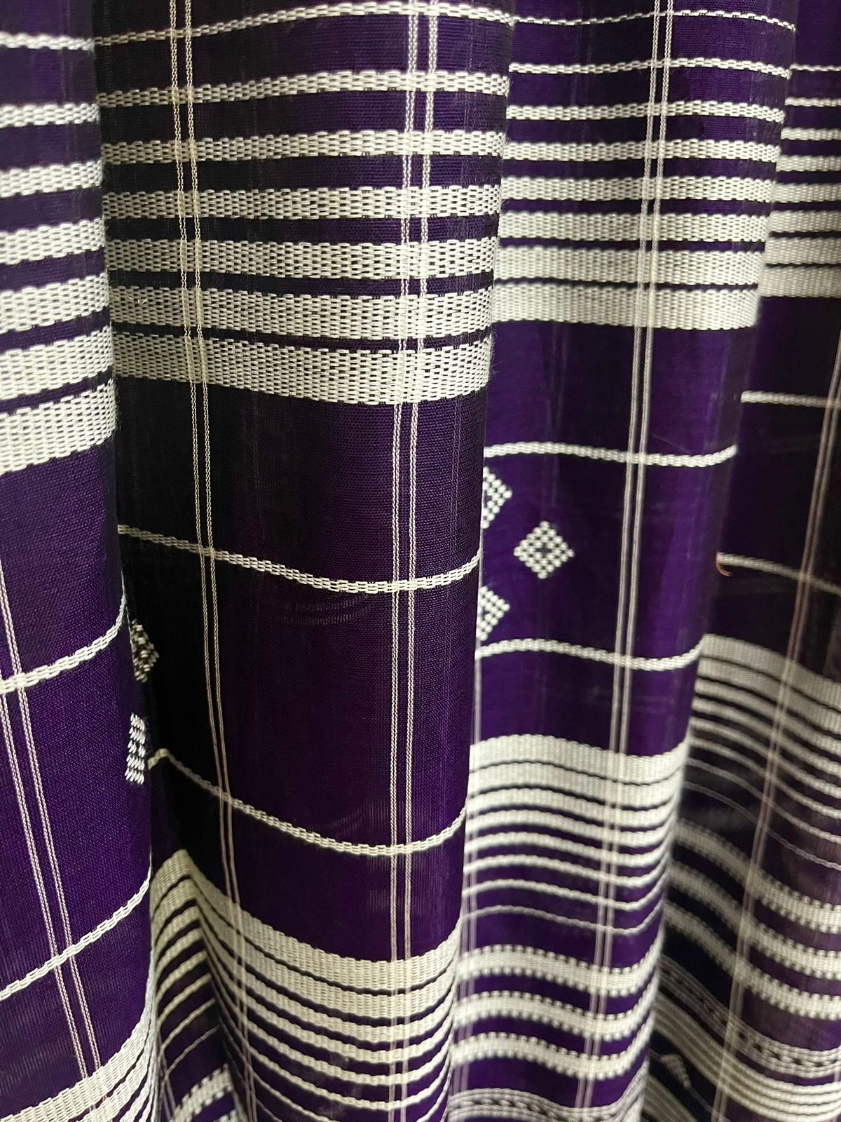 Purple with white border check bhujoudi cotton handloom saree