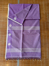 Purple with white border half & half stripe cotton handwoven jamdani