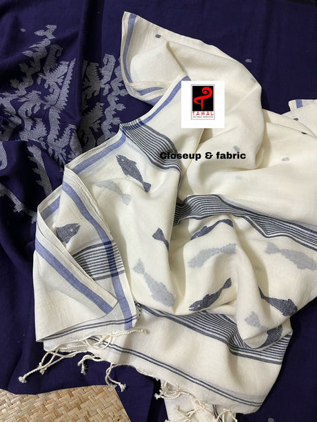 Purple with white colour pure cotton kurta & dupatta set - Tamal Boutique