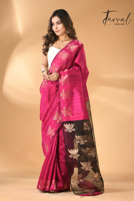 Rani_Pink_Jamdani_Matka_Silk_Saree_Front