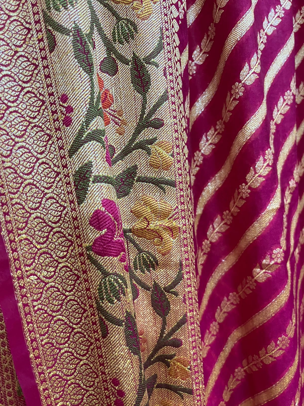 Rani colour with zari georgette Banarasi silk saree - Tamal Boutique