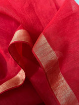 Red colour with zari border love bird pure organza silk paithani handwoven jamdani saree