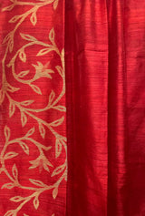 Red hot with golden zari border matka silk handwoven jamdani saree