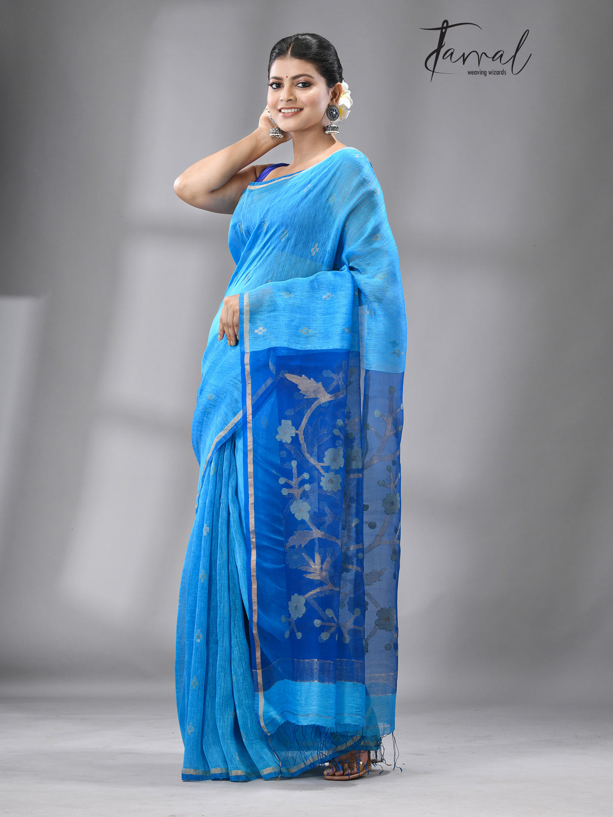 Blue silk Linen - Tamal Boutique