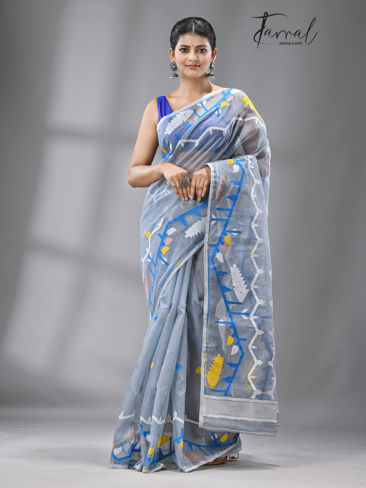 Meghdhara soft handloom dhakai jamdani saree