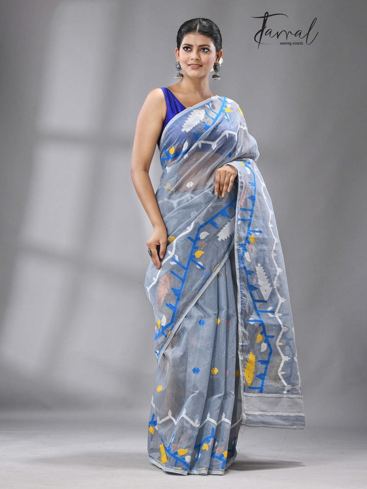 Meghdhara soft handloom dhakai jamdani saree