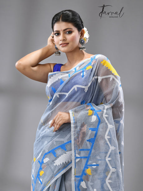 Meghdhara soft handloom dhakai jamdani saree