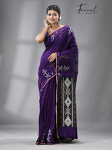 Purple colour traditional handwoven matka silk handwoven jamdani saree