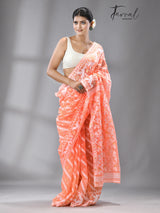 Light orange with white soft dhakai jamdani saree