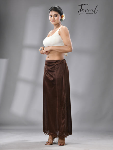 CHOCOLATE BROWN LYCRA STRETCHABLE PETTICOAT