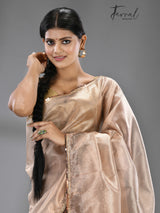 Milk coffee brown Banarasi tissue silk saree