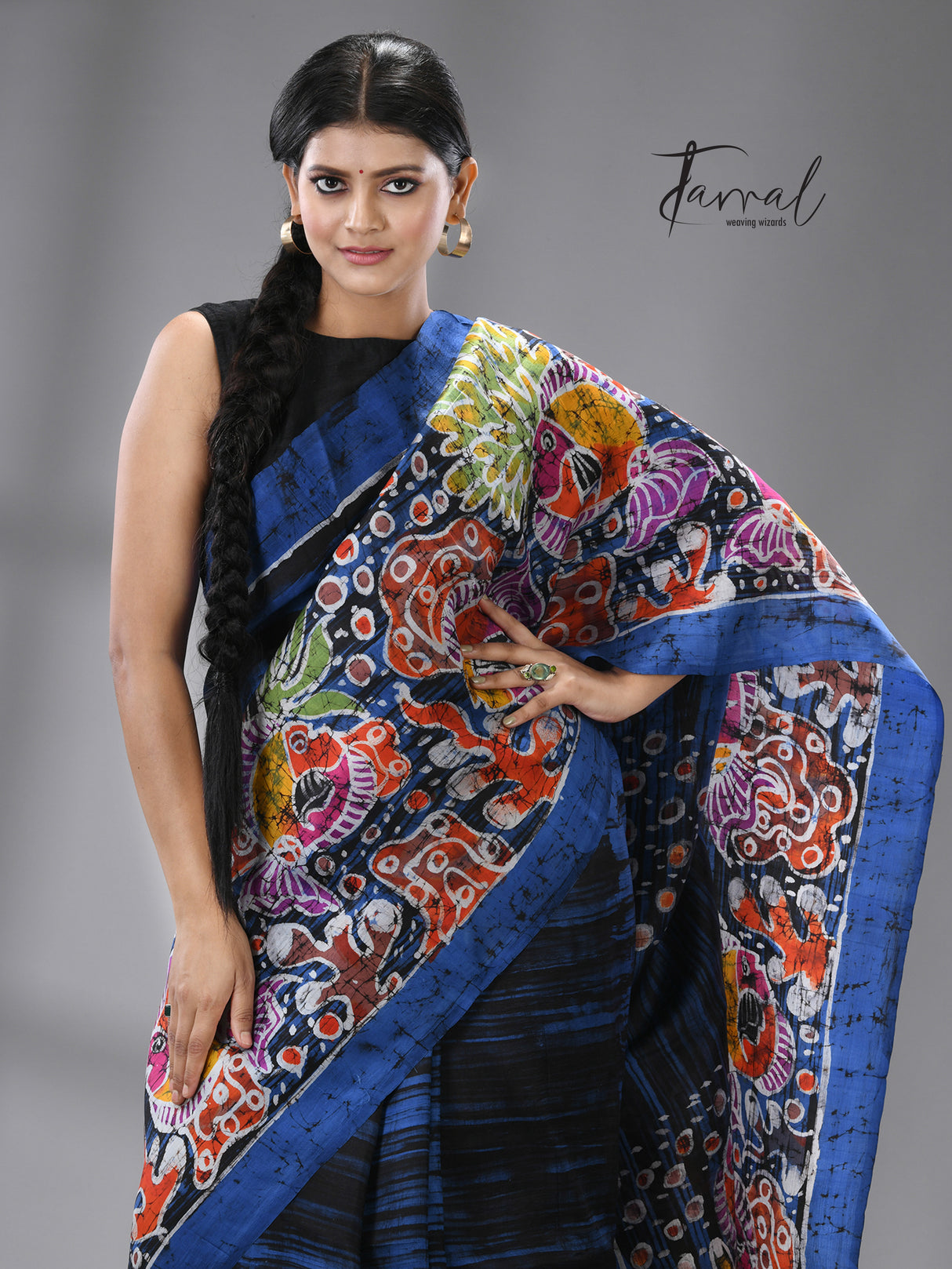 Aquatic Fantasy Batik Silk Saree - Tamal Boutique