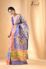 Pastel Treetops Batik silk saree