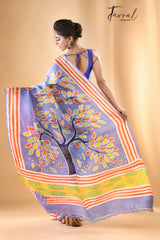 Pastel Treetops Batik silk saree
