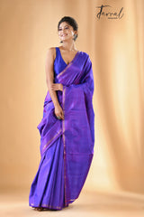 Purple zari splendor bishnupuri katan silk saree - Tamal Boutique