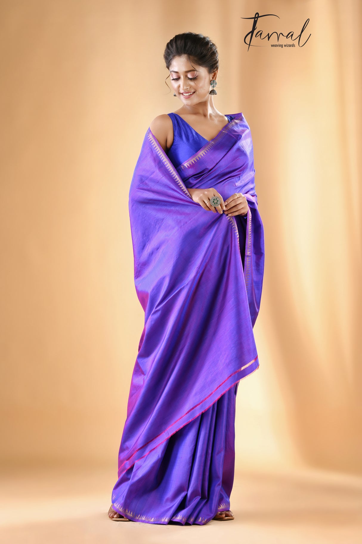 Purple zari splendor bishnupuri katan silk saree - Tamal Boutique