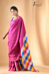 Azure Pink Bishnupuri Katan Silk Saree