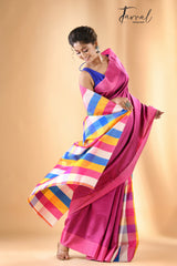 Azure Pink Bishnupuri Katan Silk Saree