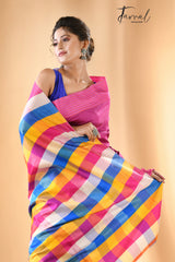 Azure Pink Bishnupuri Katan Silk Saree - Tamal Boutique