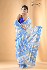 Ganga nil soft handloom dhaki jamdani saree