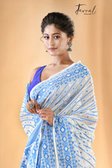 Ganga nil soft handloom dhaki jamdani saree