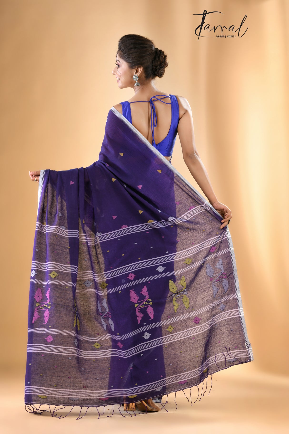 Violet vibes cotton handwoven jamdani saree