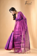 Hot pink colour tissue handloom saree