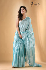 Light Sea Green Tissue handloom saree