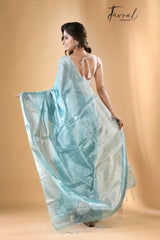 Light Sea Green Tissue handloom saree