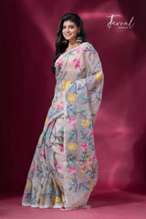 Offwhite With Multicolor Muslin Silk Handwoven Jamdani Saree