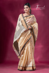 Light Creamy Elegance Tussar Tangail Handloom Saree