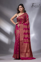 Rani colour with antic zari Banarasi silk handloom saree