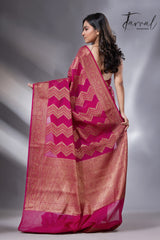 Rani colour with antic zari Banarasi silk handloom saree