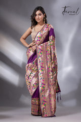 Purple gold majesty Kanchipuram handloom silk paithani saree