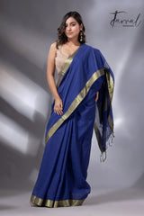 Blue with golden zari Mangal Giri cotton handloom saree