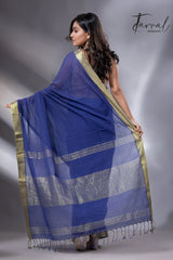 Blue with golden zari Mangal Giri cotton handloom saree