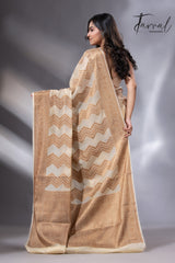 Offwhite colour with antic zari Banarasi silk handloom saree