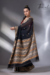 Black Colour baluchari Handwoven Jamdani saree