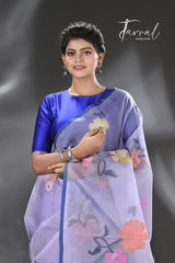 "Neelambari Pushpa" muslin silk handwoven jamdani saree