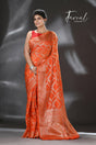 Orange with golden zari banarasi silk saree - Tamal Boutique