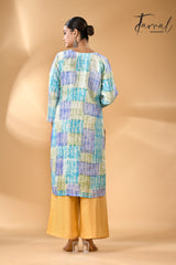 Tricolour symphony handcrafted batik with Kantha pure silk kurti