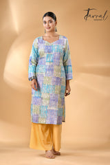 Tricolour symphony handcrafted batik with Kantha pure silk kurti