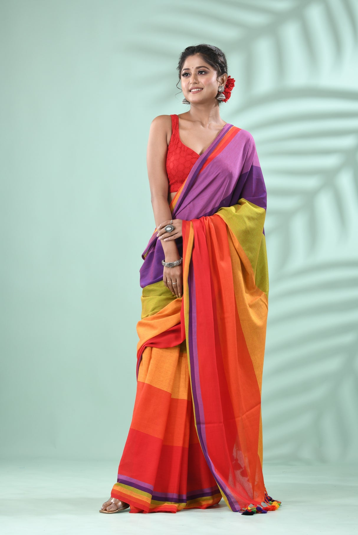 Lavender Vibrant Harmony Mul Cotton Saree