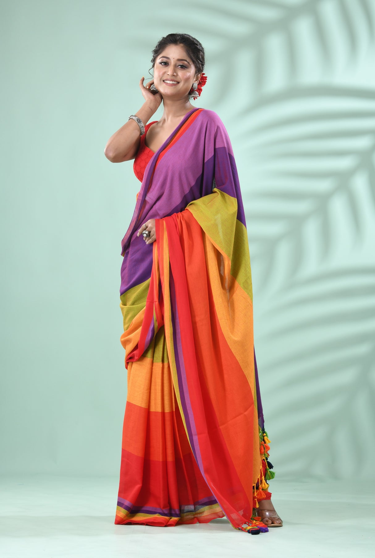 Lavender Vibrant Harmony Mul Cotton Saree